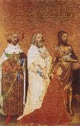 The Wilton Diptych,Richard ii presented to the Virgin and Child by his patron Saint John the Baptist and Saints Edward and Edmund unknow artist